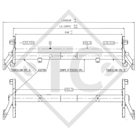 Achse BTR 1800 bis 2120kg ohne Bremse