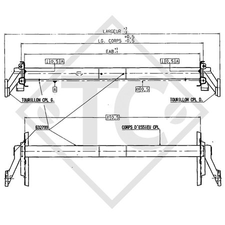 Essieu BTR 1800 bis 2120kg sans freins AMC / FPC