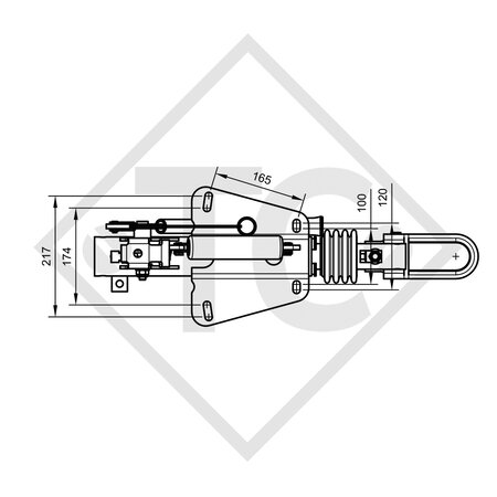 Overrun device V type RAB 17F, 1300 to 1750kg - 90.331.700