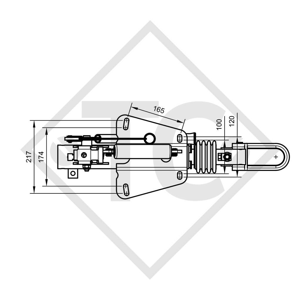 Commande de freinage avec semelle en V type RAB 24F, 1800 à 2400kg - 90.332.400