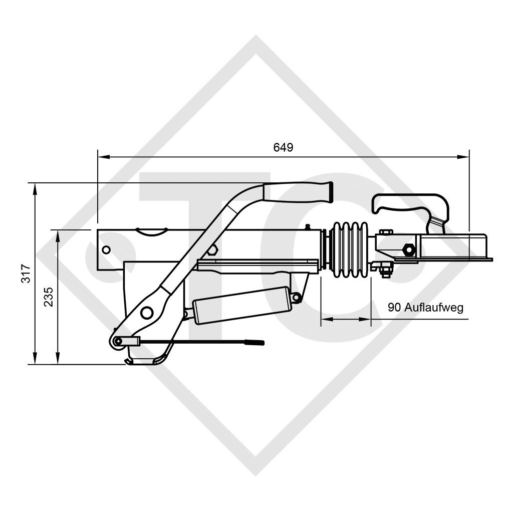 Commande de freinage avec semelle en V type RAB 24F, 1800 à 2400kg - 90.332.400