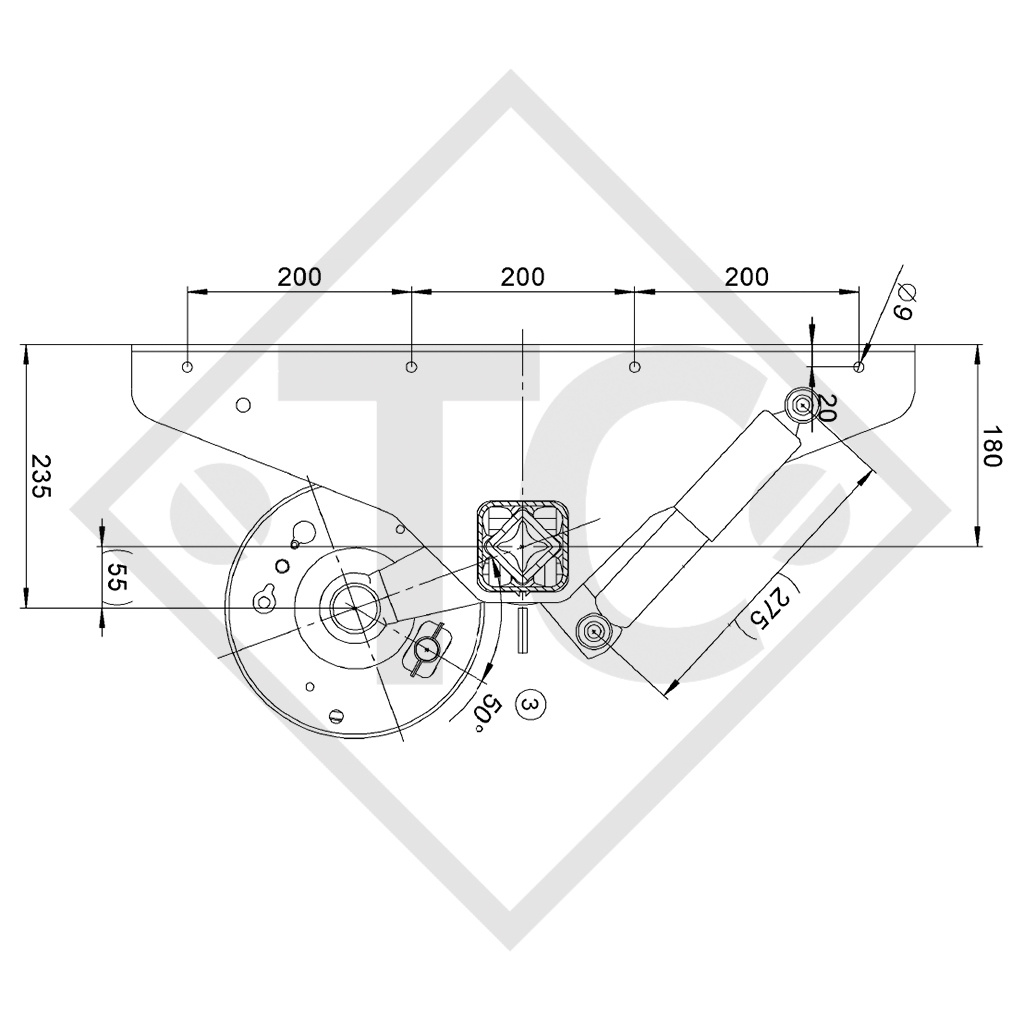 Eje con freno SWING 1050kg tipo de eje CB 1055, 46.21.379.437 - Hirth / WM Meyer