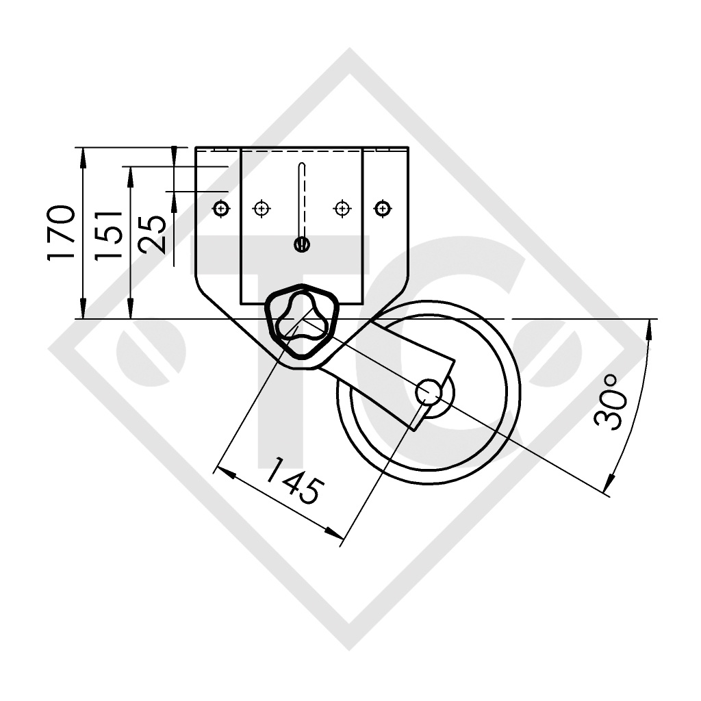 Achse ungebremst 750kg PLUS OPTIMA Achstyp 700-5 mit Bügel und hohem Achsbock