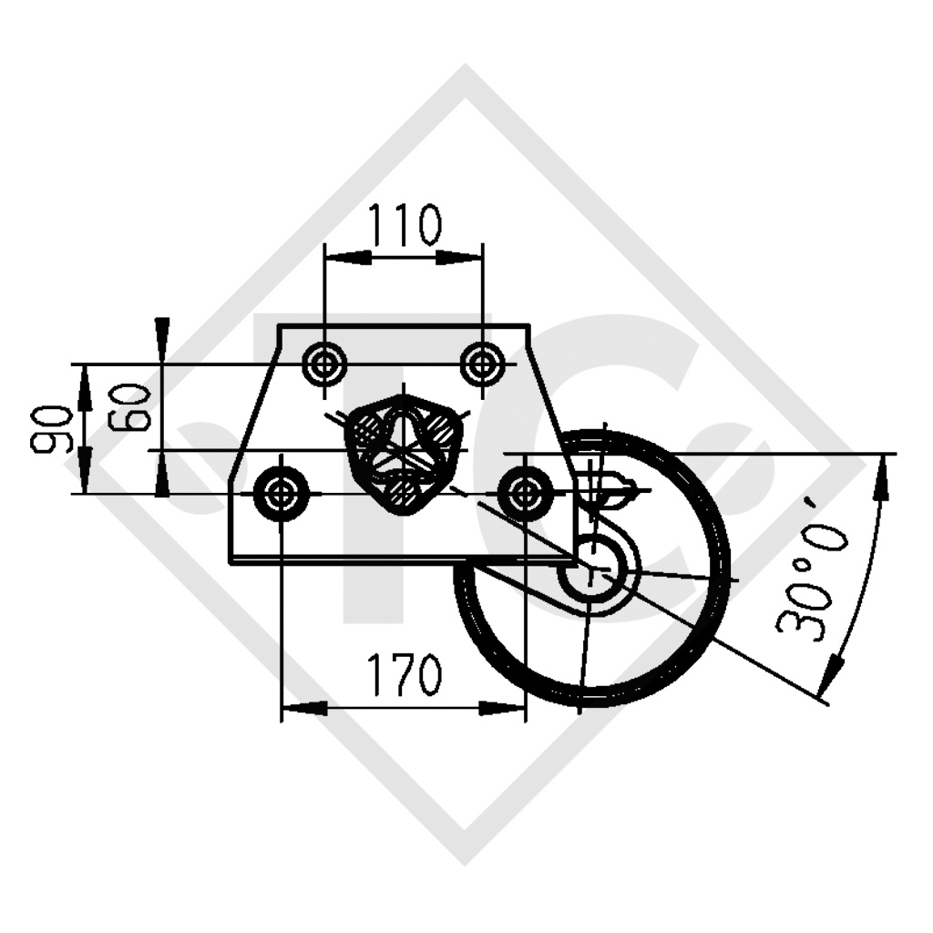 Eje con freno 900kg EURO PLUS tipo de eje B 850-5, Thrun-Eicker