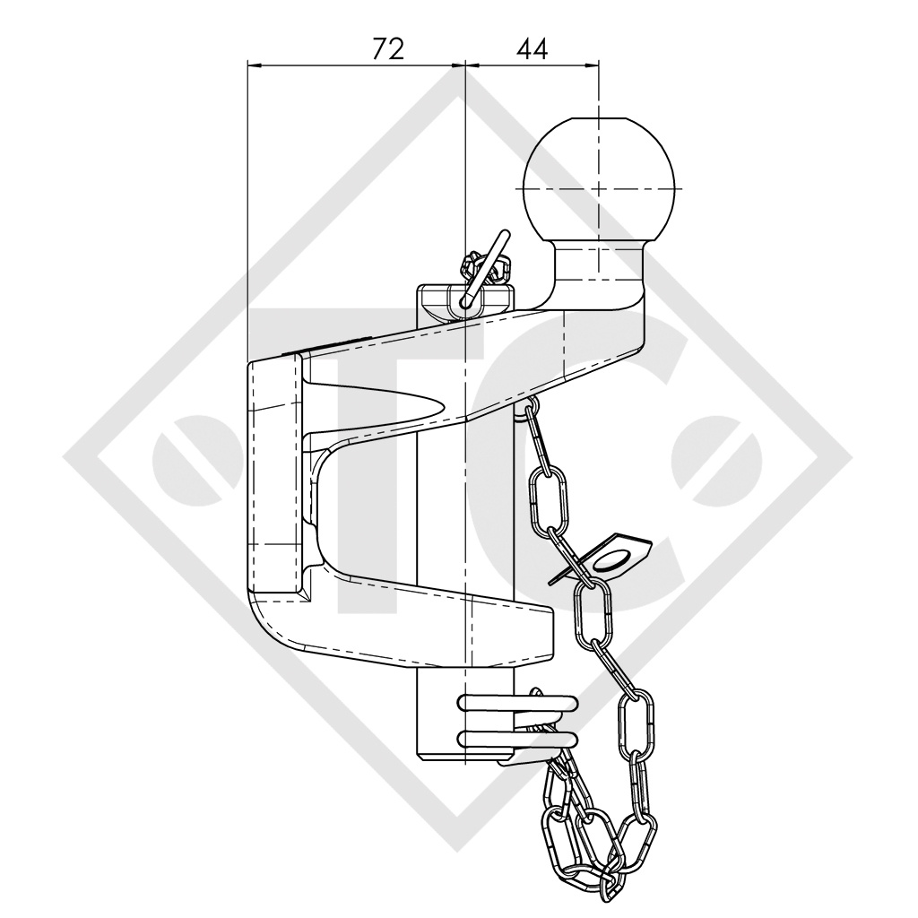 Universal 3.5 t hitch with 32mm bolt