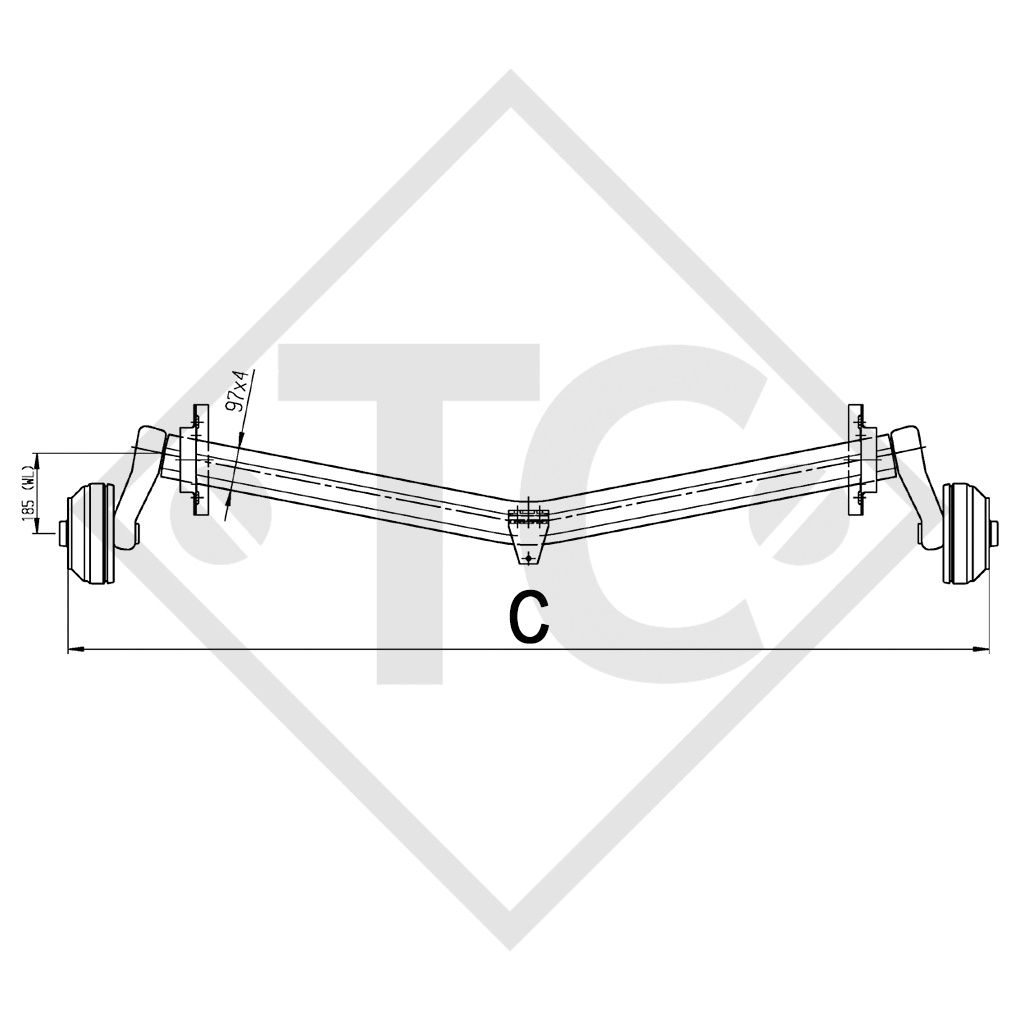 Eje con freno 1360kg EURO Plus tipo de eje DELTA SIN 12-3