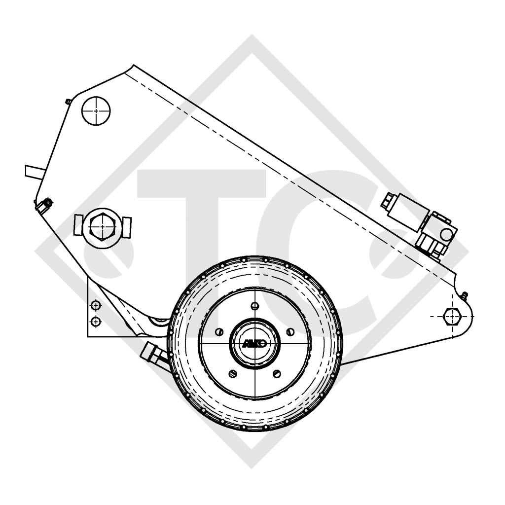 Lowering half axles down to 270mm, axle type ASB1800-9, single axle 1800kg, tandem 3500kg