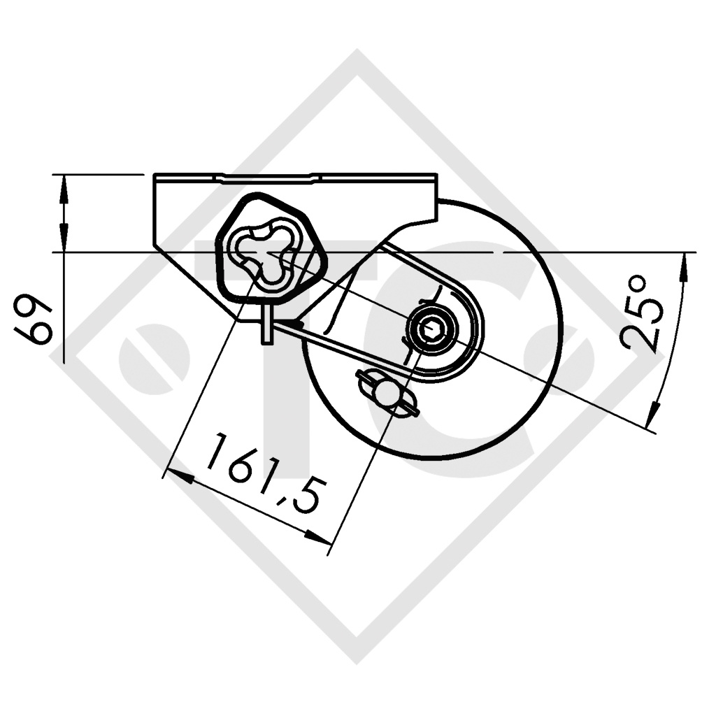 Essieu EURO COMPACT 1300kg freiné type d'essieu B 1200-5 - Wanderburg