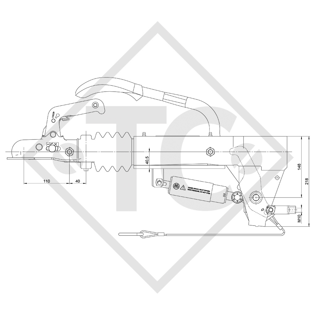 Overrun device V type ZAF 2.0-3, 1250 to 2000kg, 48.36.581.118