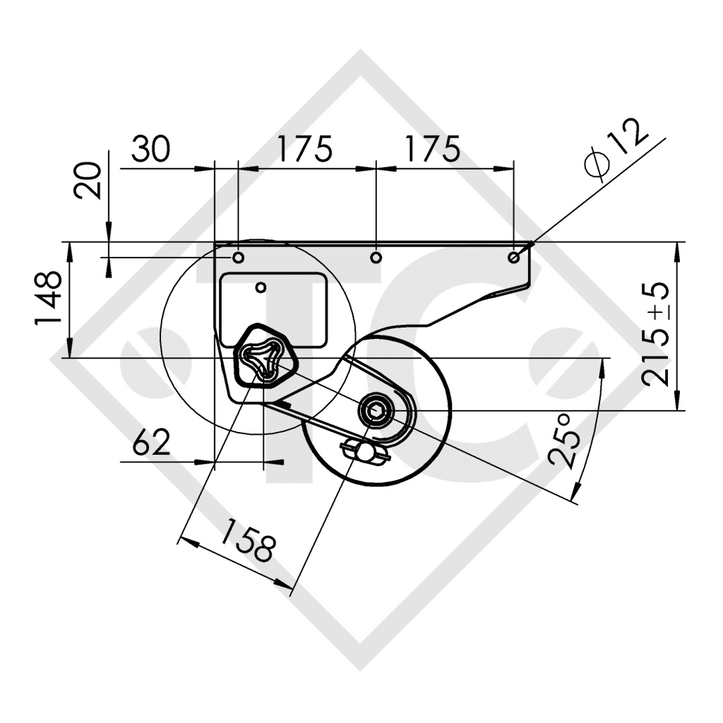 Braked axle 1000kg EURO Compact axle type B 850-10 - ANSSEMS