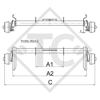 Achse gebremst 1000kg EURO Compact Achstyp B 850-10 - ANSSEMS