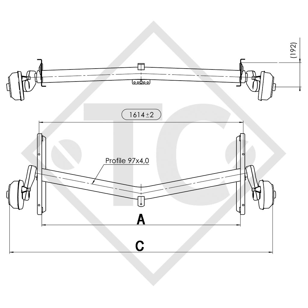 Achse gebremst 1500kg EURO1 Achstyp DELTA SIN 14-1 - FENDT Wohnwagen 465 TG SAPHIR-D