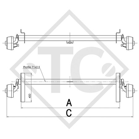 Assale frenato 750kg tipo di assale B 700-5, LIDER 03139L 03229L