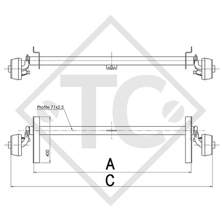 Eje con freno 750kg tipo de eje B 700-5, LIDER 03139L 03229L