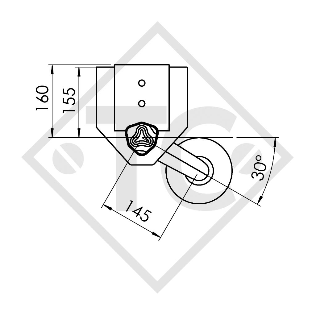 Eje sin freno 750kg BASIC tipo de eje 700-5 con soporte intermedio aumentado