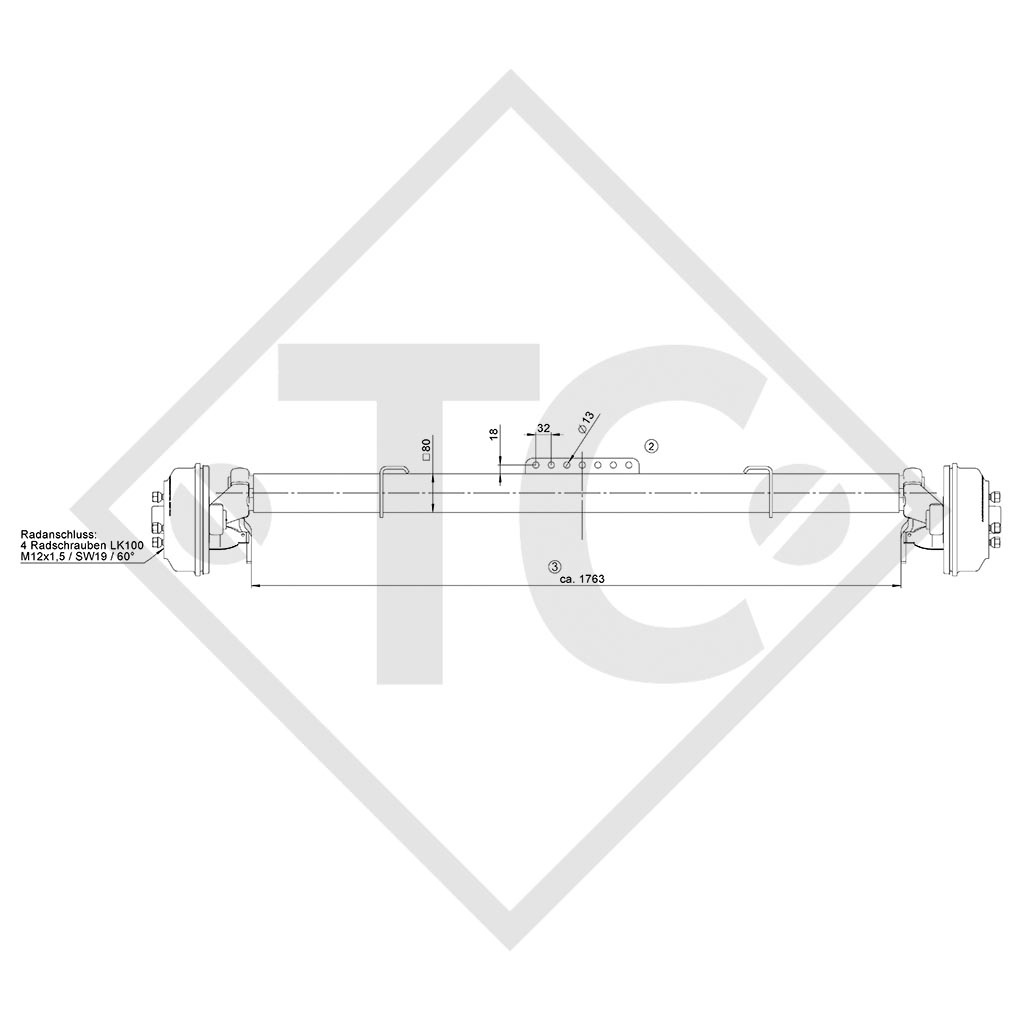 Assale frenato SWING 1350kg tipo di assale CB 1354, 46.24.379.086