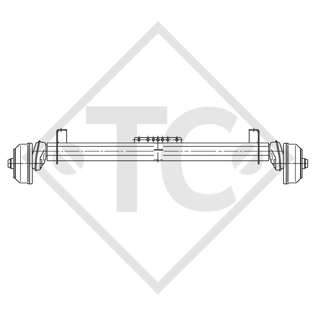 Braked axle 1500kg EURO COMPACT axle type B 1600-3 1371970 - Trailer ...