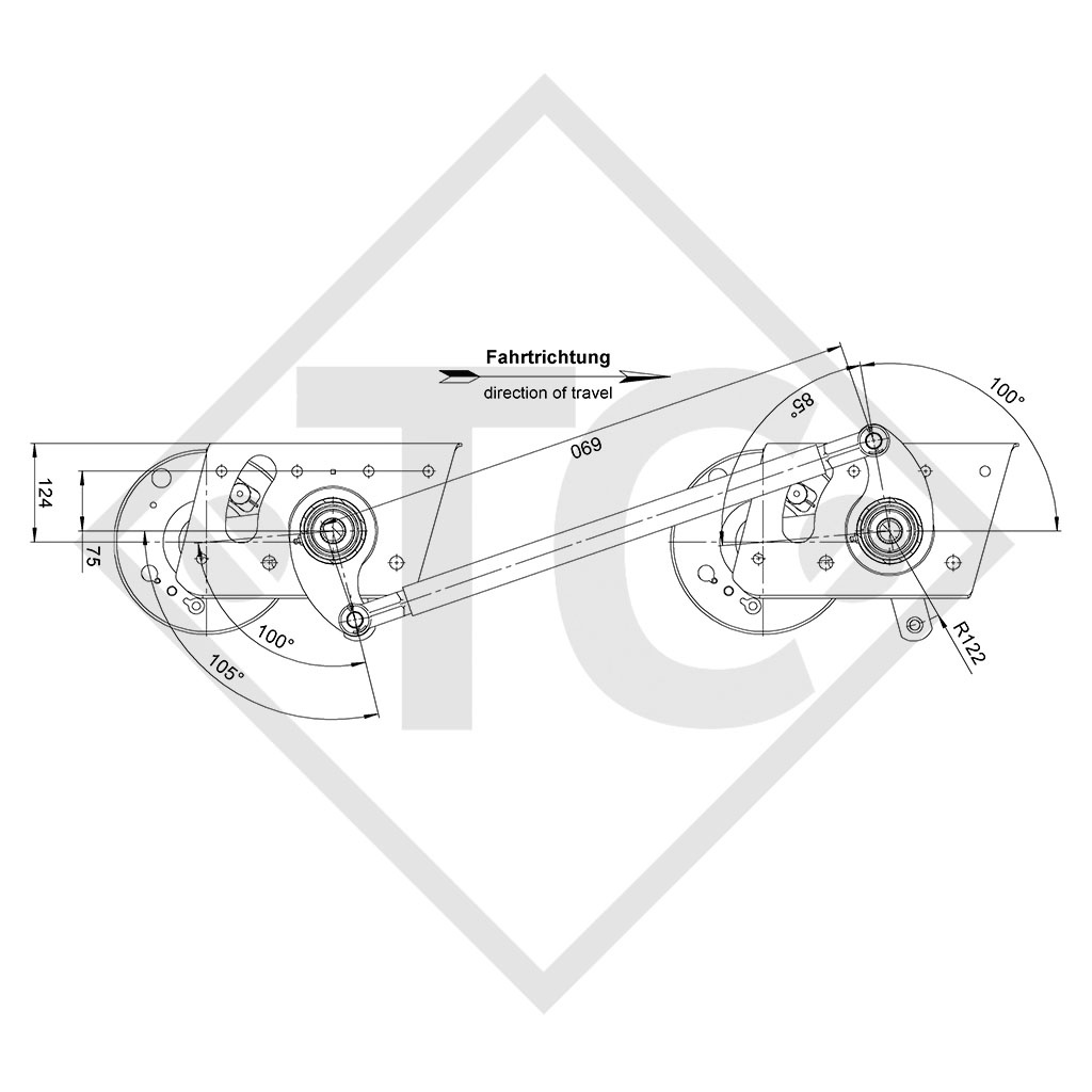 Gruppo tandema assale frenato 3000kg SWING tipo di assale DB 2/1505, 49.27.379.458