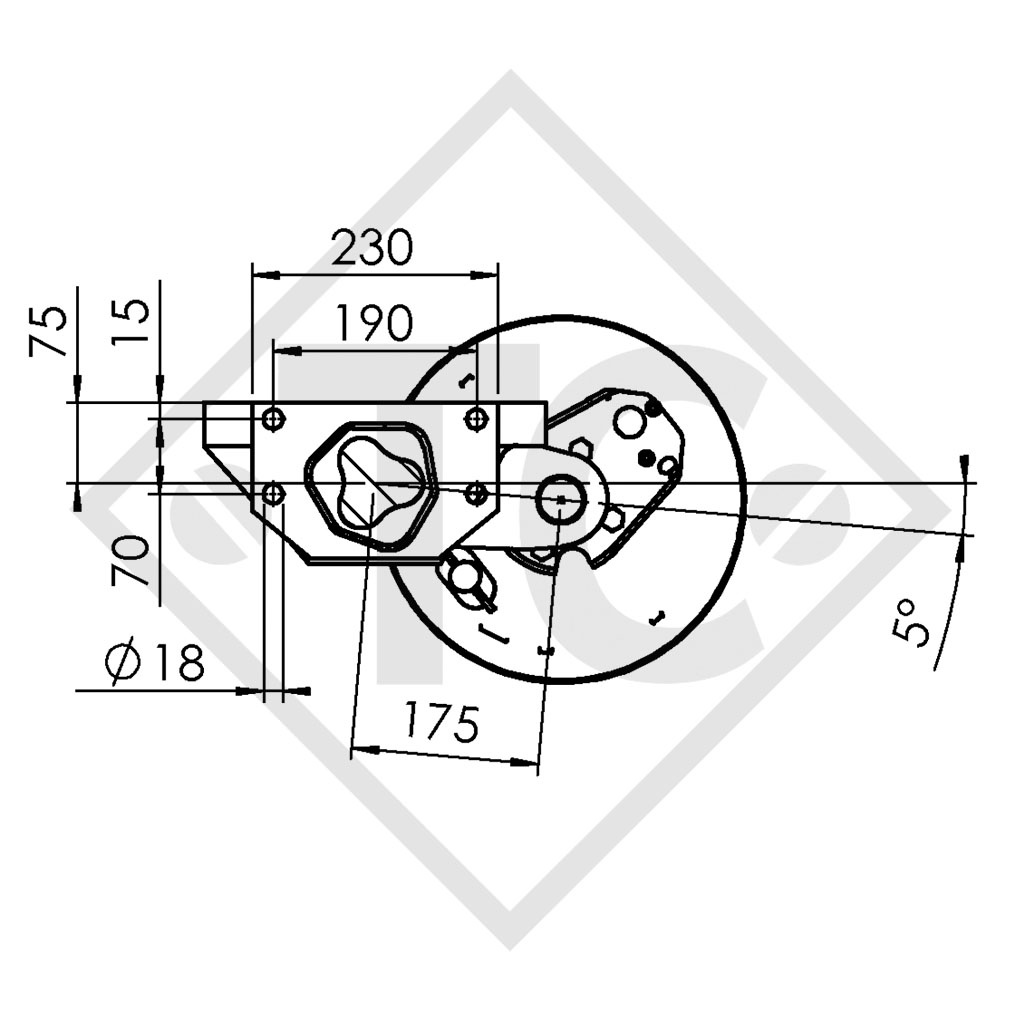 Braked half axles 3000kg axle type B 3000-2 (pair)