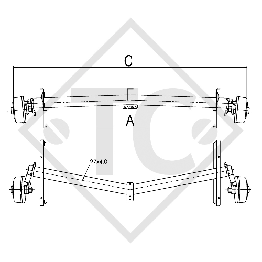 Assale frenato 1600kg EURO1 tipo di assale DELTA SIN 14-2 - LMC