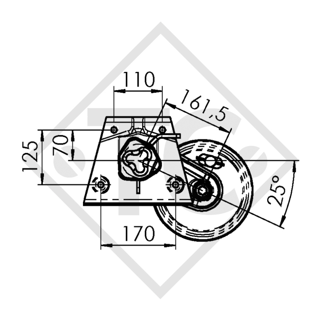 Essieu EURO Compact 1000kg freiné type d'essieu B 1000-3