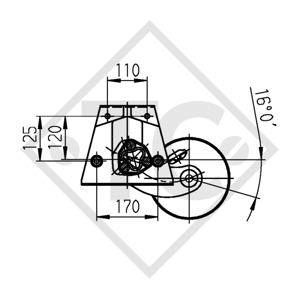 Essieu 1300kg Euro1 freiné type d'essieu DELTA SI-N 12 Tabbert 530