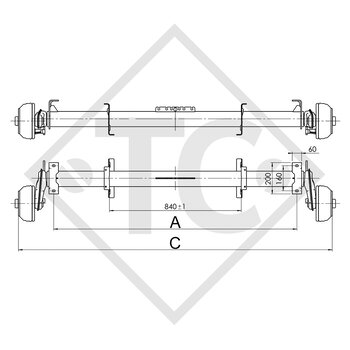 Achse gebremst 1350kg EURO COMPACT Achstyp B 1200-6 - Pongratz