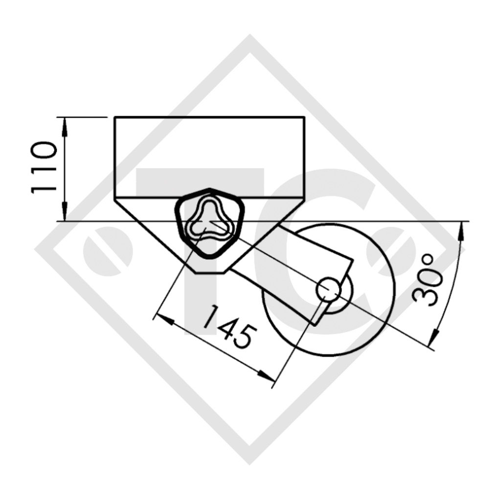 Eje sin freno 750kg PLUS OPTIMA tipo de eje 700-5 con soporte aumentado, Brenderup