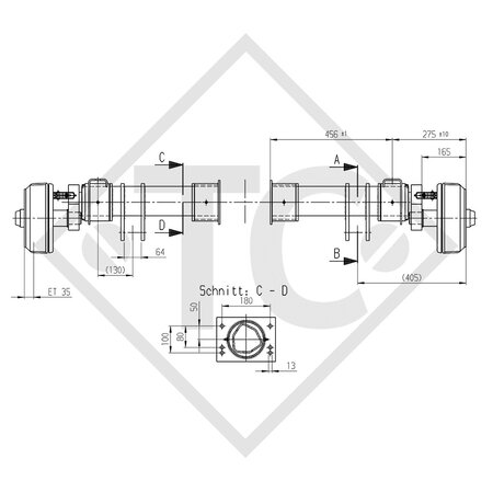 Lowering braked half axles 1800kg axle type BRA1800-9 (pair)