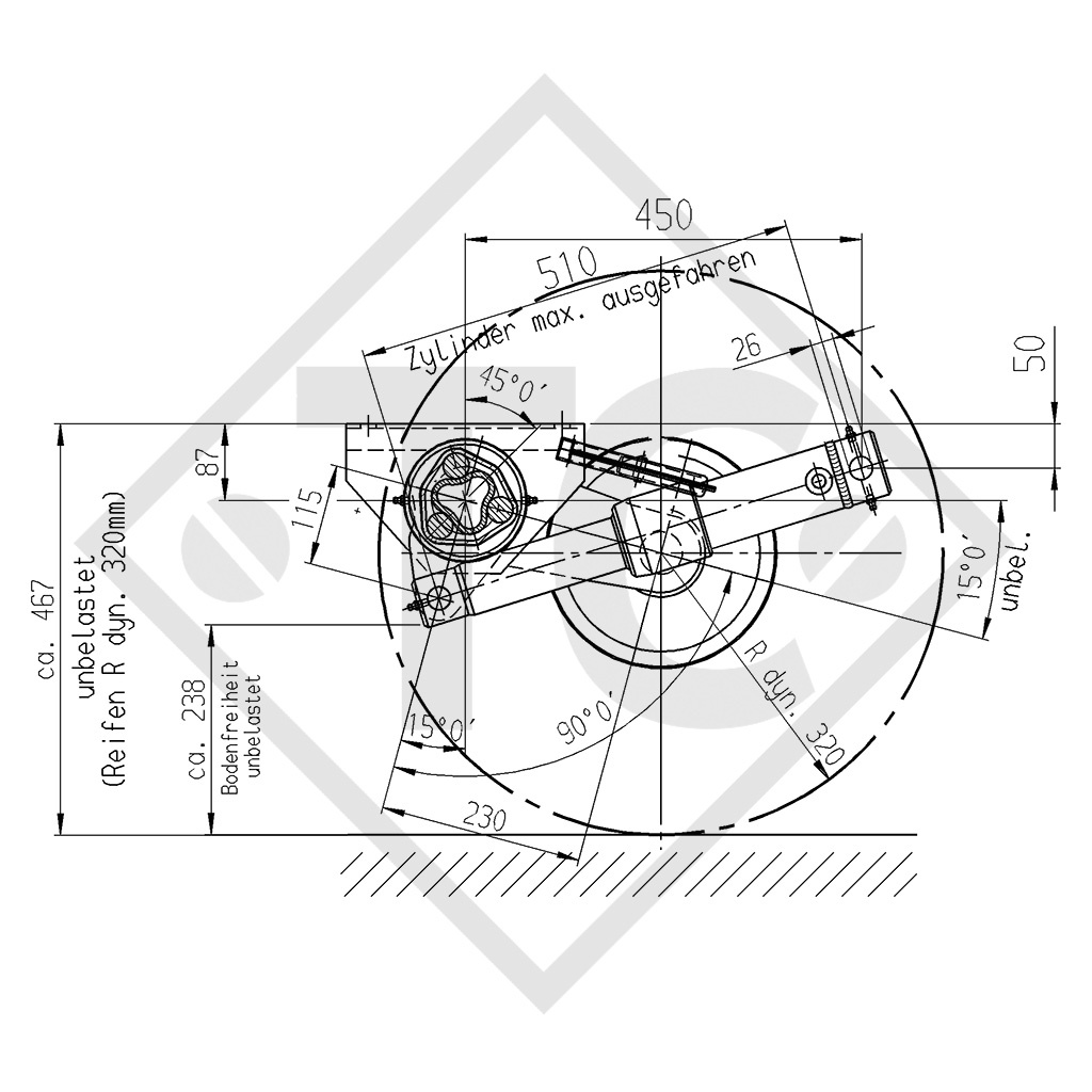 Lowering braked half axles 1800kg axle type BRA1800-9 (pair)