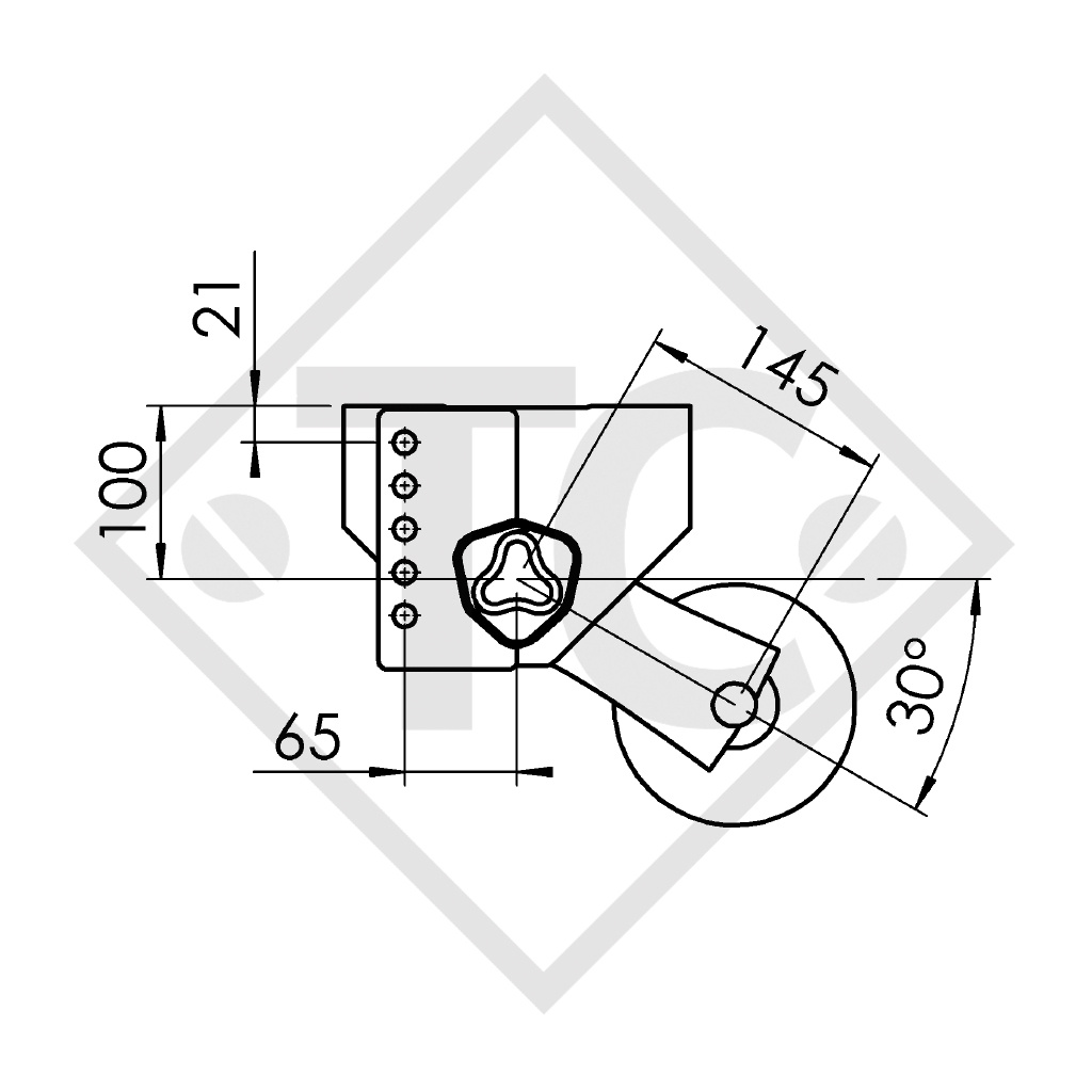 Unbraked axle 750kg PLUS OPTIMA axle type 700-5 with shackle and high axle bracket