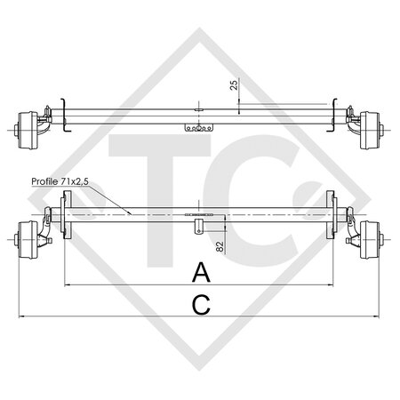 / FTF Braked axle 750kg axle type B 700-5