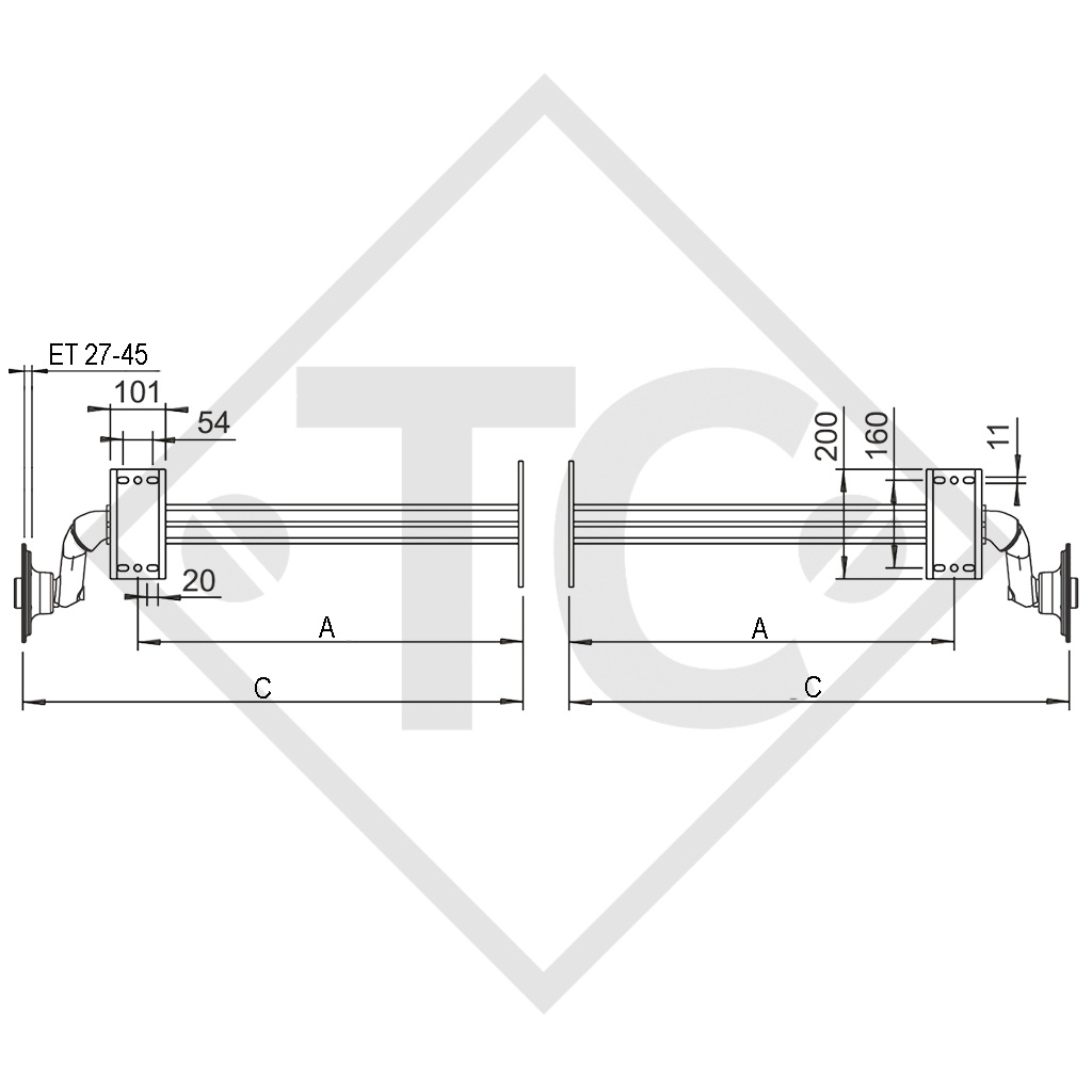 Halbachse links ungebremst 2100kg Achstyp DB 2100 - FIAT DUCATO