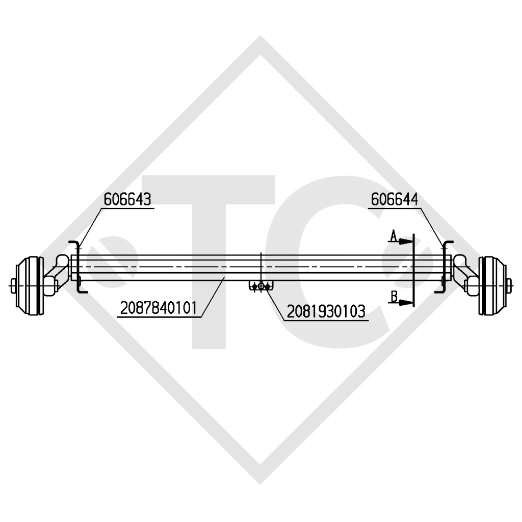 Essieu EURO PLUS 1300kg freiné type d'essieu B 1200-5