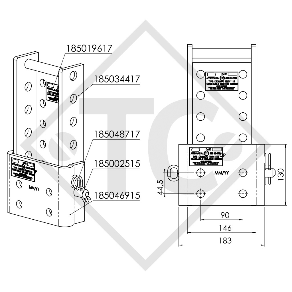 Height-adjustable holder 200mm