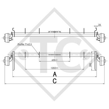 Assale frenato 750kg BASIC tipo di assale B 700-5