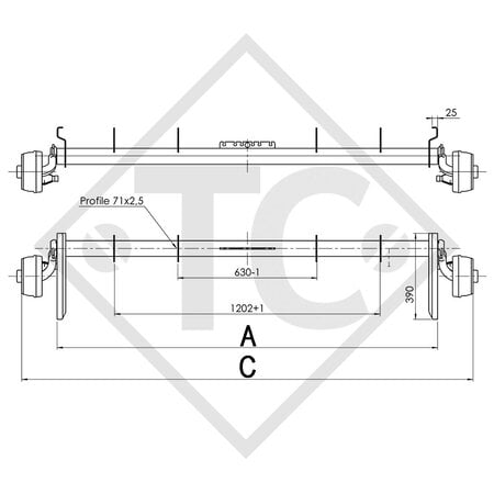 Assale frenato 750kg BASIC tipo di assale B 700-5