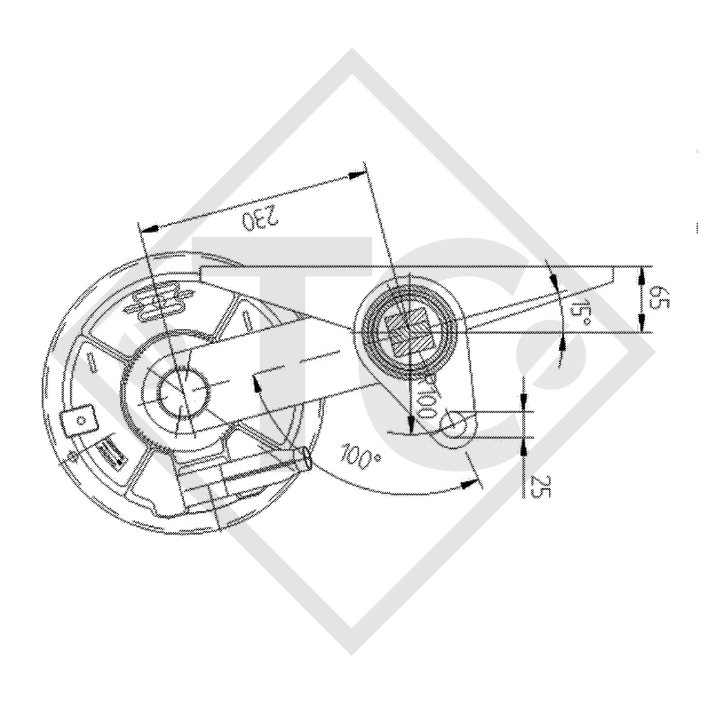 Lowering axle, axle type DB 1805, single axle 1800kg, 45.32.368.061, 4012364