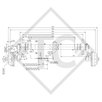 Essieu abaissable, type d'essieu DB 1805, essieu solo 1800kg, 45.32.368.061, 4012364