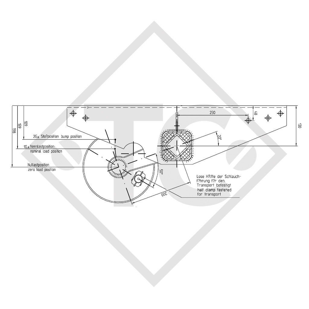 Braked axle 1500kg axle type CS 1505, 46.27.358.224