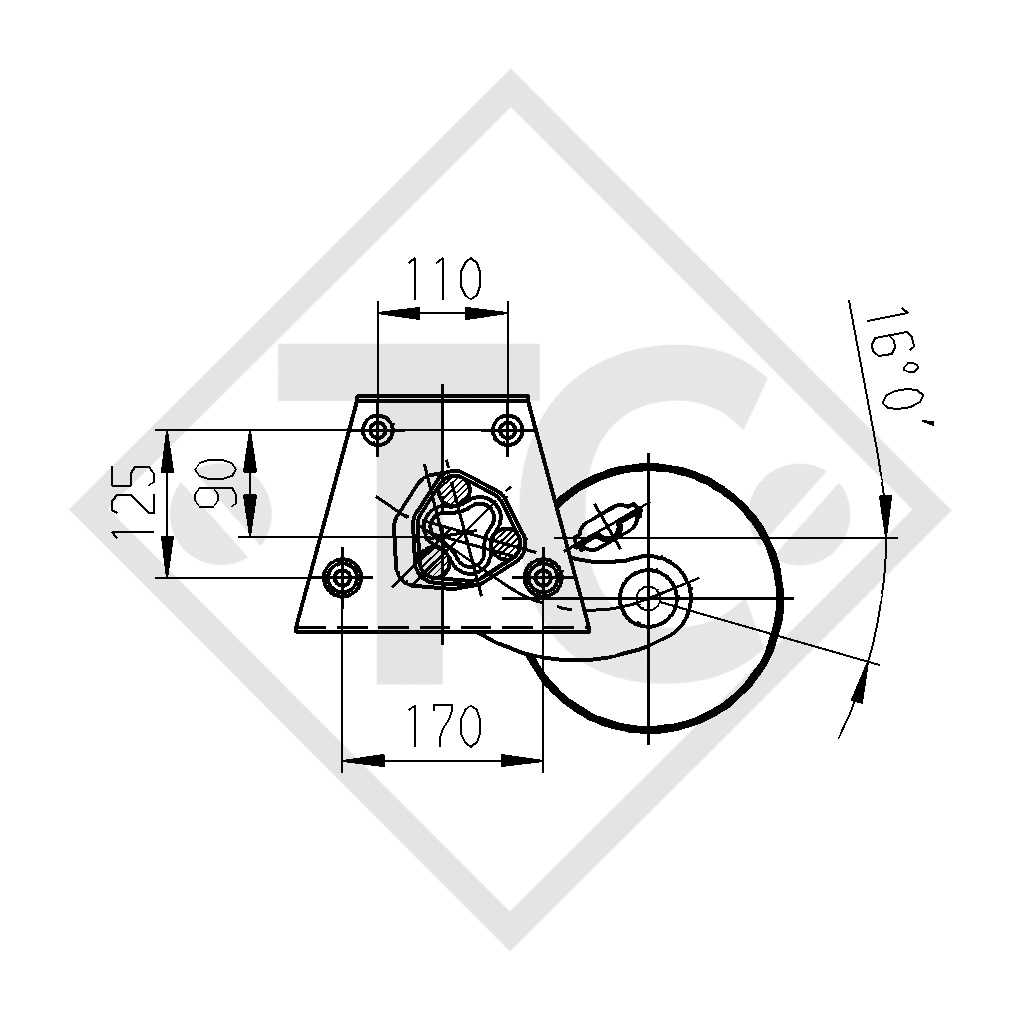 Braked axle 1300kg EURO Plus axle type DELTA SI-N 12