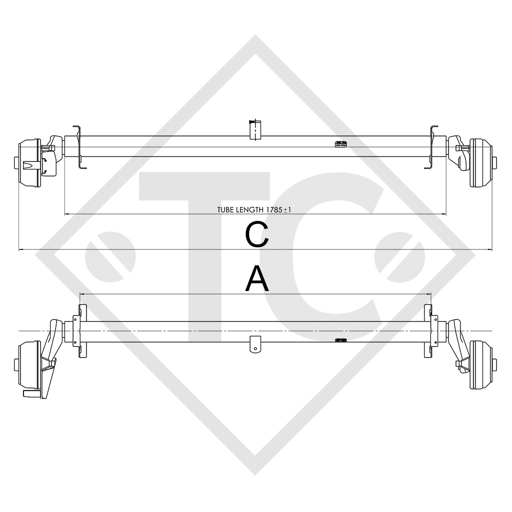 Assale frenato 1100kg EURO1 tipo di assale B 1000-5, Buccaneer