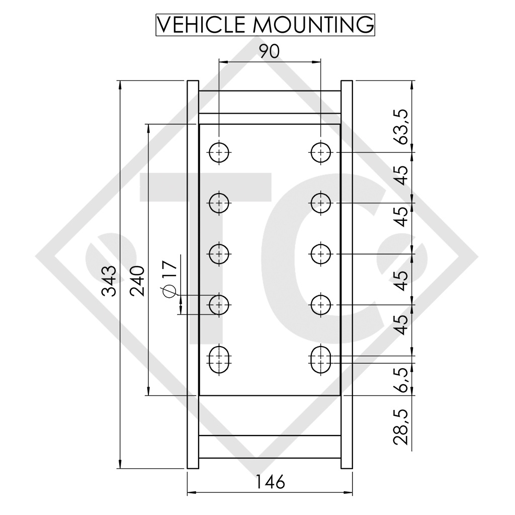 Height-adjustable holder 150mm (2-bolt variant)