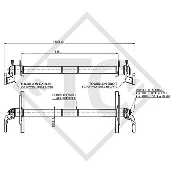 Eje CA4 1800 bis 1500kg sin frenos, FIAT LT28D