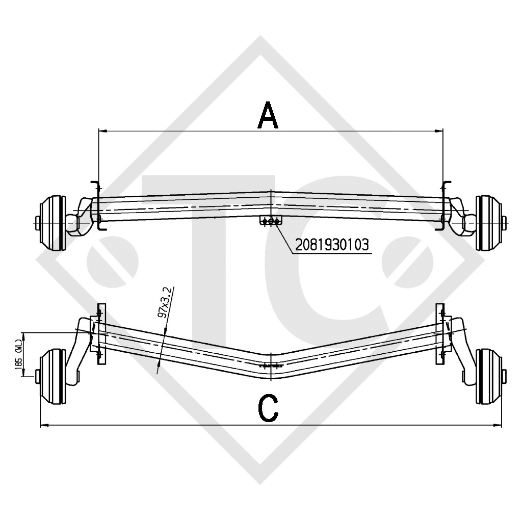 Achse gebremst 1300kg EURO Plus Achstyp DELTA SI-N 12