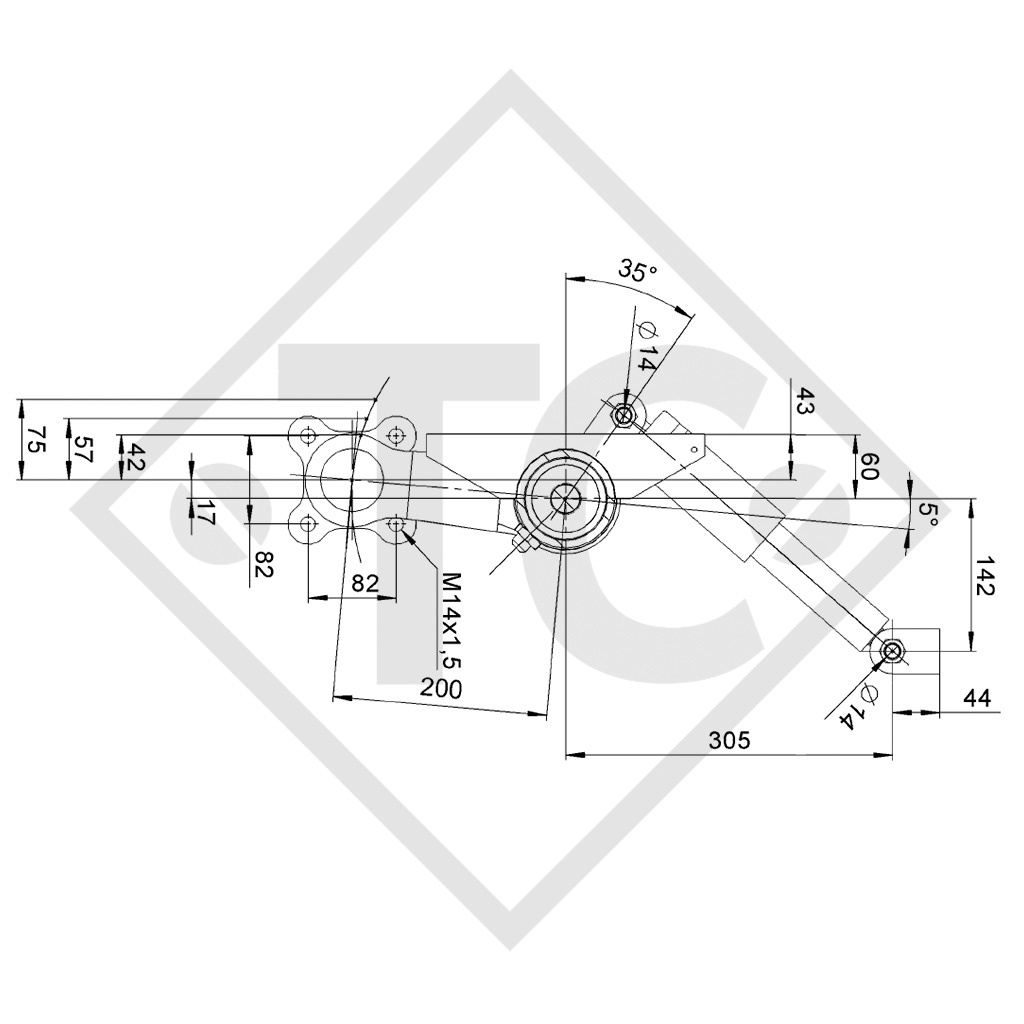 Achse ohne Bremse 2100kg Achstyp D 2100, 45.37.000.455 - FIAT DUCATO