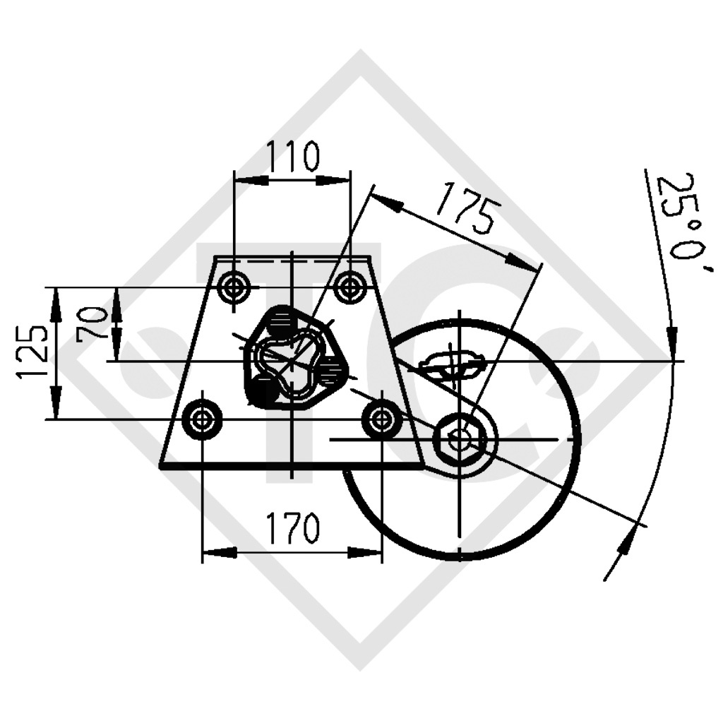 Braked axle 1300kg EURO1 axle type B 1200-5 - KNAUS SUDWIND 8306