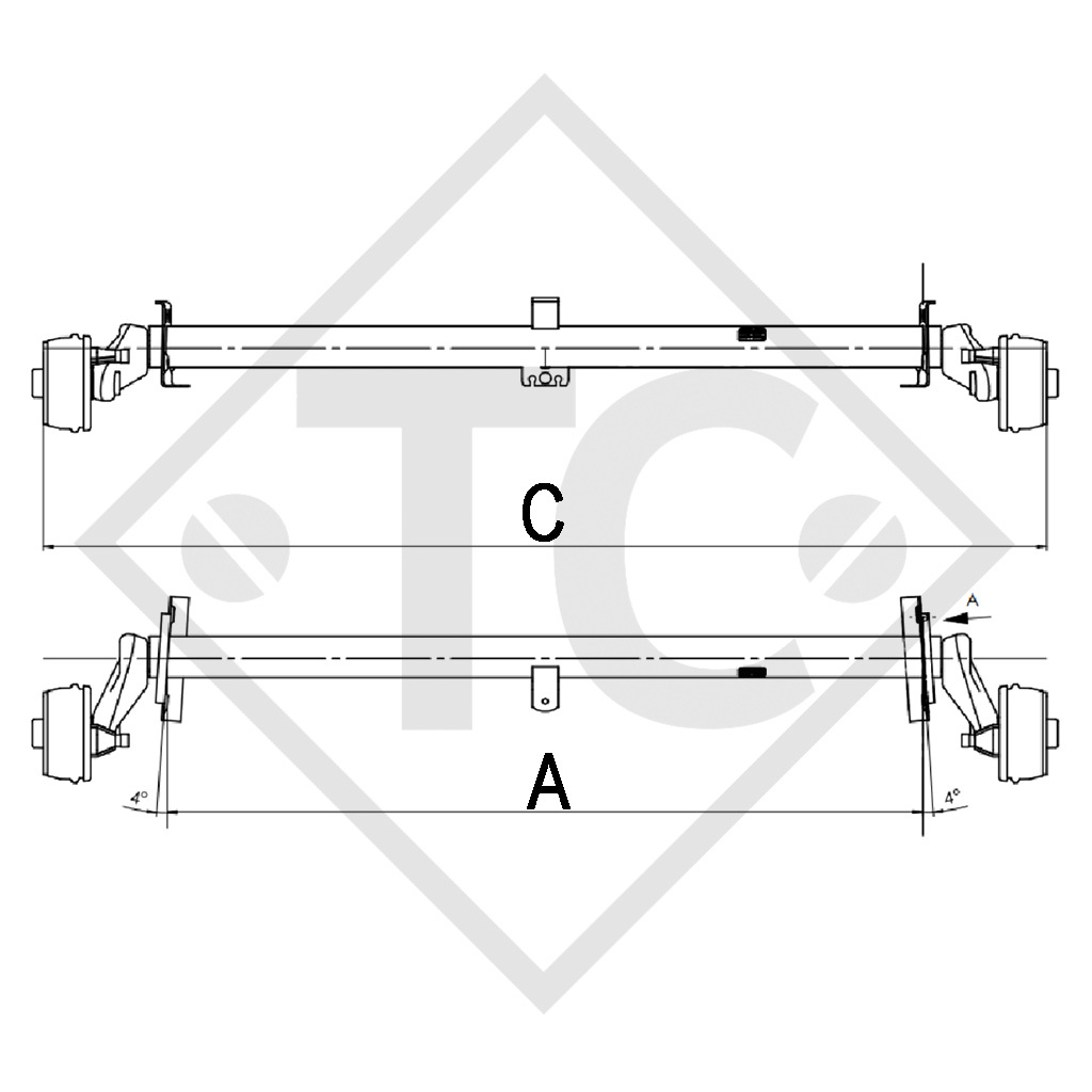 Assale frenato 900kg EURO Plus tipo di assale B 850-5, Beyerland 350-2