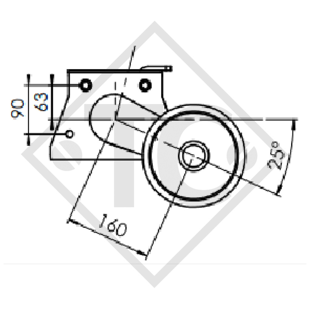 Braked axle 900kg EURO Plus axle type B 850-5, Beyerland 350-2