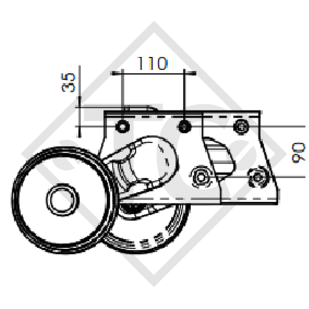 Achse gebremst 900kg EURO Plus Achstyp B 850-5, Beyerland 350-2